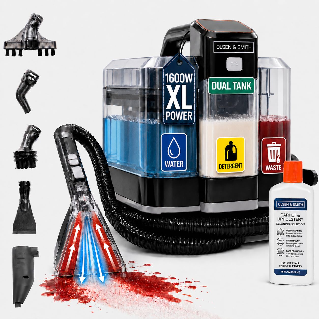 Olsen & Smith 1600W Dual-Tank Spot Cleaner